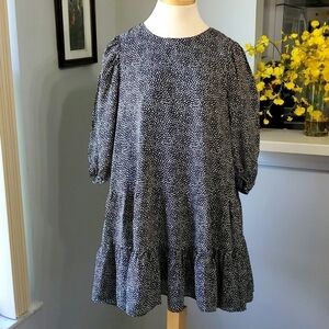 ZARA, boho hippie, lagen look tier ruffed dress. 3/4 balloon sleeves. Si…